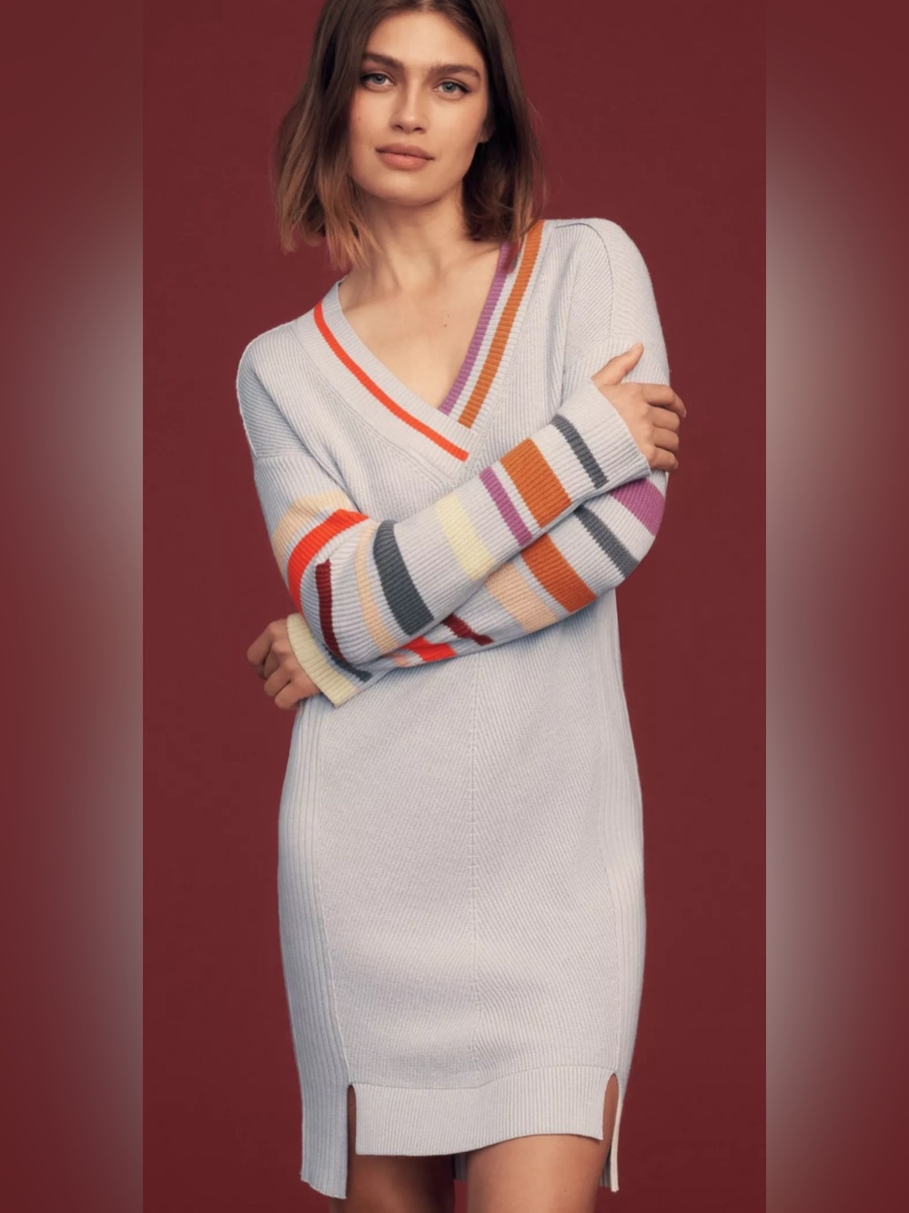 Anthropologie daily practice striped sweater dress